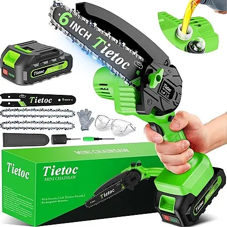 6" Tietoc Mini Electric Cordless Chainsaw w/ Battery & Charger