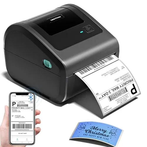 Bluetooth Shipping Label Printer with Built-in Label Bin