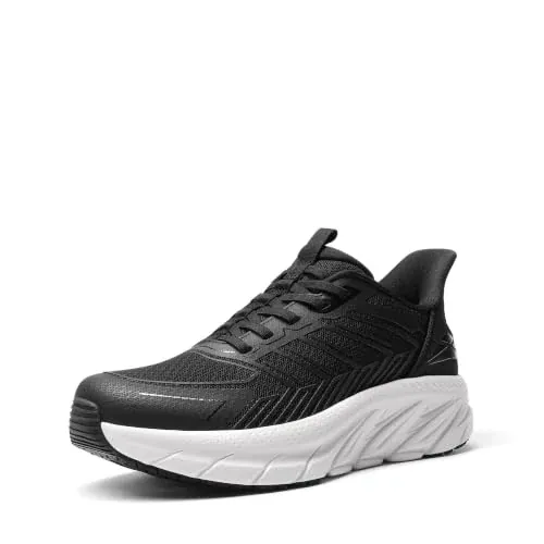 ALLSWIFIT Women's Slip-On Non-Slip Work Sneakers (Black/White)