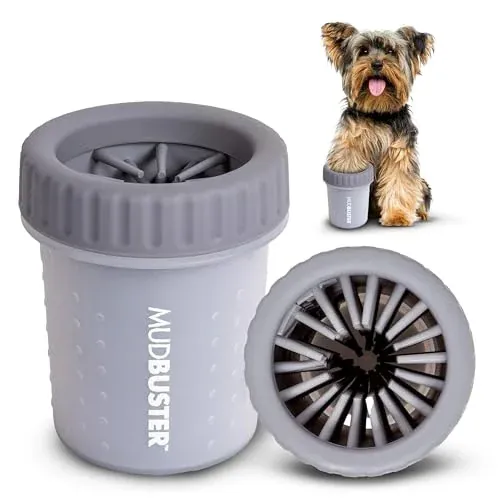 Dexas MudBuster Small Portable Dog Paw Cleaner (Light Gray)