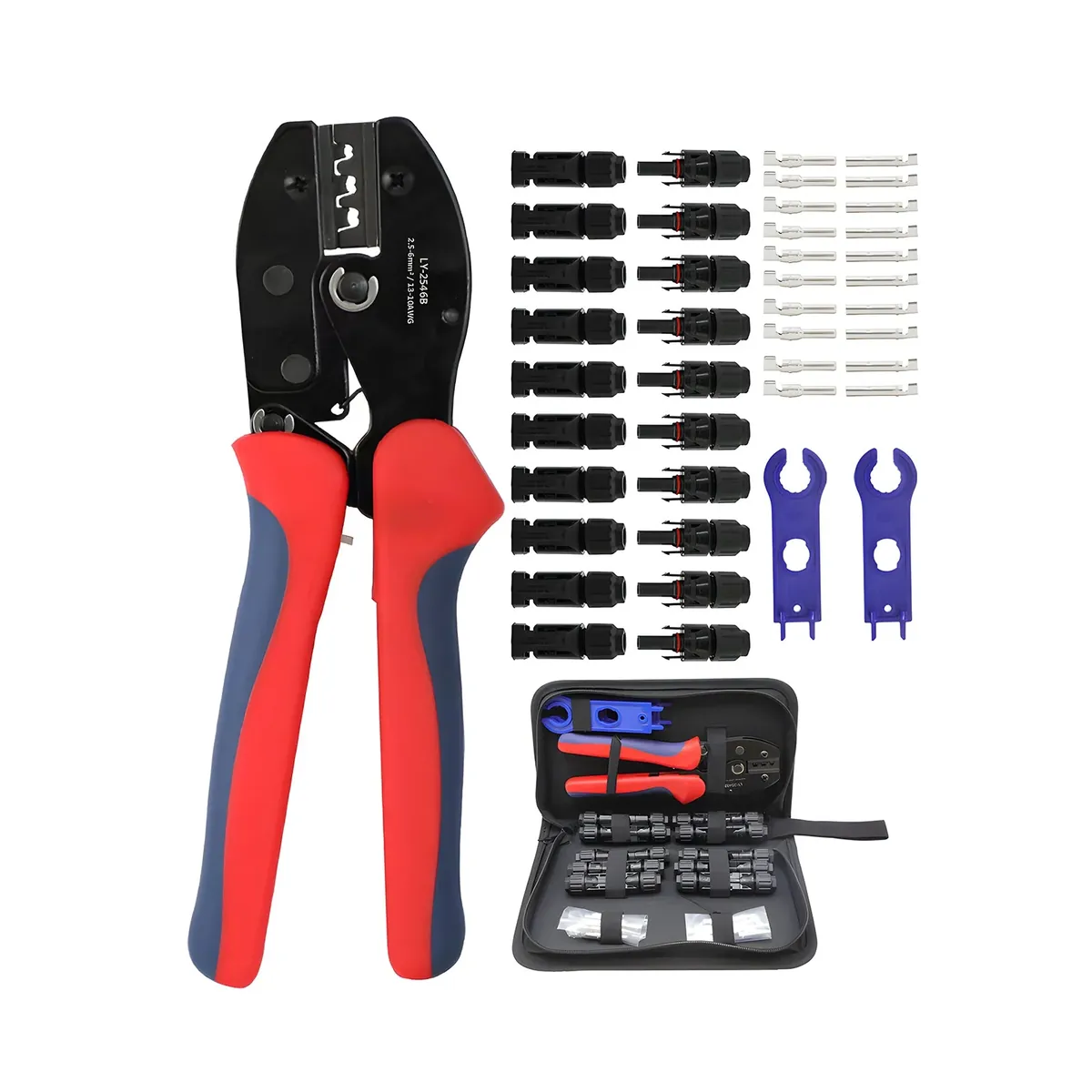 MC4 PV Terminal Crimping Tool Kit with Wrench and Connectors