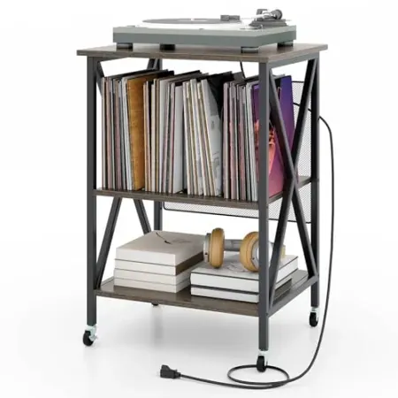 Giantex Record Player Stand with Charging Station