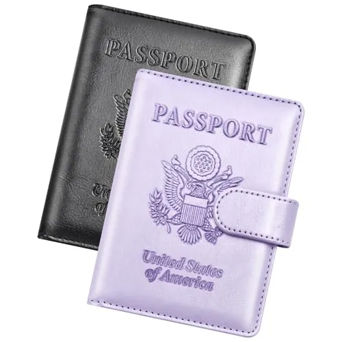 Herain Leather-Look RFID Blocking Passport Wallet 2-Pack