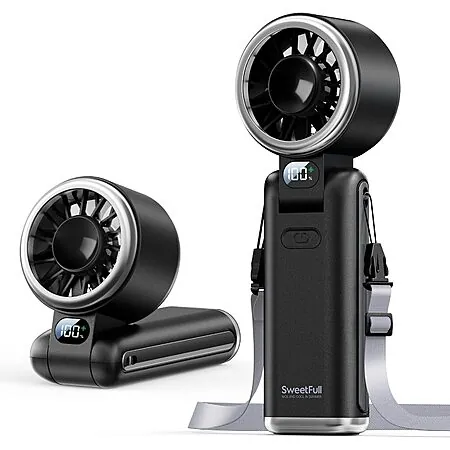 SWEETFULL 5000mAh Portable Handheld Turbo Fan w/ 5 Speeds & Digital Display