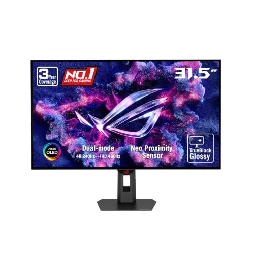 Used Very Good ASUS ROG XG32UCWMG 32” Dual Mode 4K 240Hz FHD 480Hz Glossy OLED G-SYNC Gaming Monitor