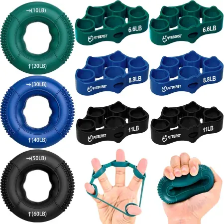 9-Piece FitBeast Grip Strength Trainer & Finger Exerciser Kit