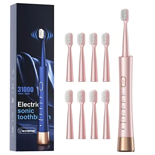 Sonic Electric Toothbrush USB Rechargeable with 8 Brush Heads
