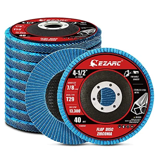EZARC Zirconia Flap Discs 40 Grit 4-1/2 x 7/8-Inch 10-Pack