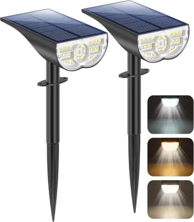 2-Pack 44 LED 5-Mode Solar Powered Sensor Spotlights