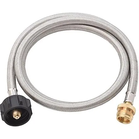 5' Flame King Steel-Braided Propane Adapter Hose w/ QCC1/Type1 to CGA600