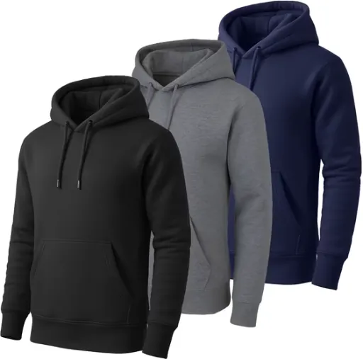 Galaxy By Harvic Men's Heavyweight Fleece Lined Pullover Hoodie 3-Pack