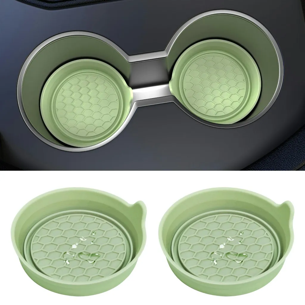Silicone Spill-Proof Coasters for Car Cup Holders 2-Pack