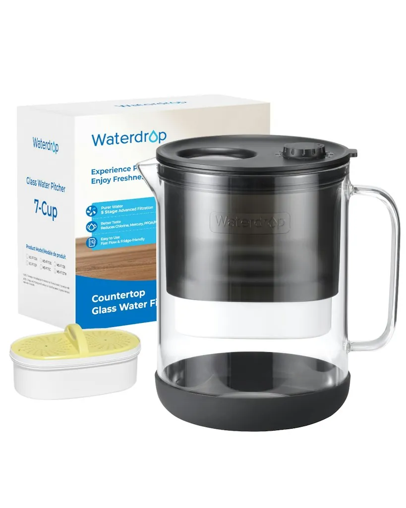 Waterdrop PT-72BL 7-Cup Glass Water Filter Pitcher