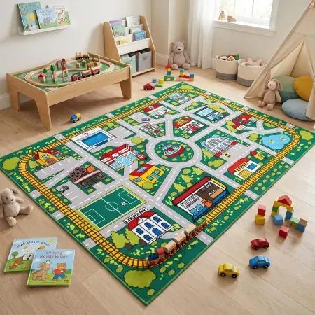 3'x5' JPSBJWJ Kids' Car Traffic Road Rug