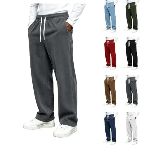 Corduroy Drawstring Straight Wide Leg Pants
