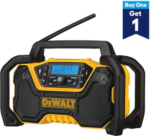 DEWALT 12-volt or 20-volt max Water Resistant Cordless Bluetooth Radio with 2 Free PowerStack 4ah Batteries