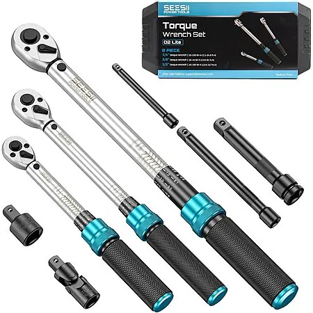 8-Pc Seesii Torque Wrench Set (1/4", 3/8", & 1/2" Drive)