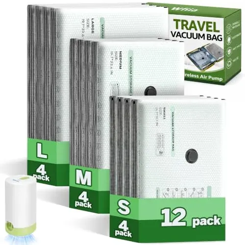 Vacuum Bags with Rechargeable air Pump -12 Packs