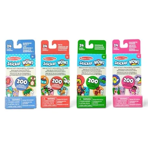 Melissa & Doug Sticker Wow! Mini Activity Pad & Refill Stickers 4-Pack Set