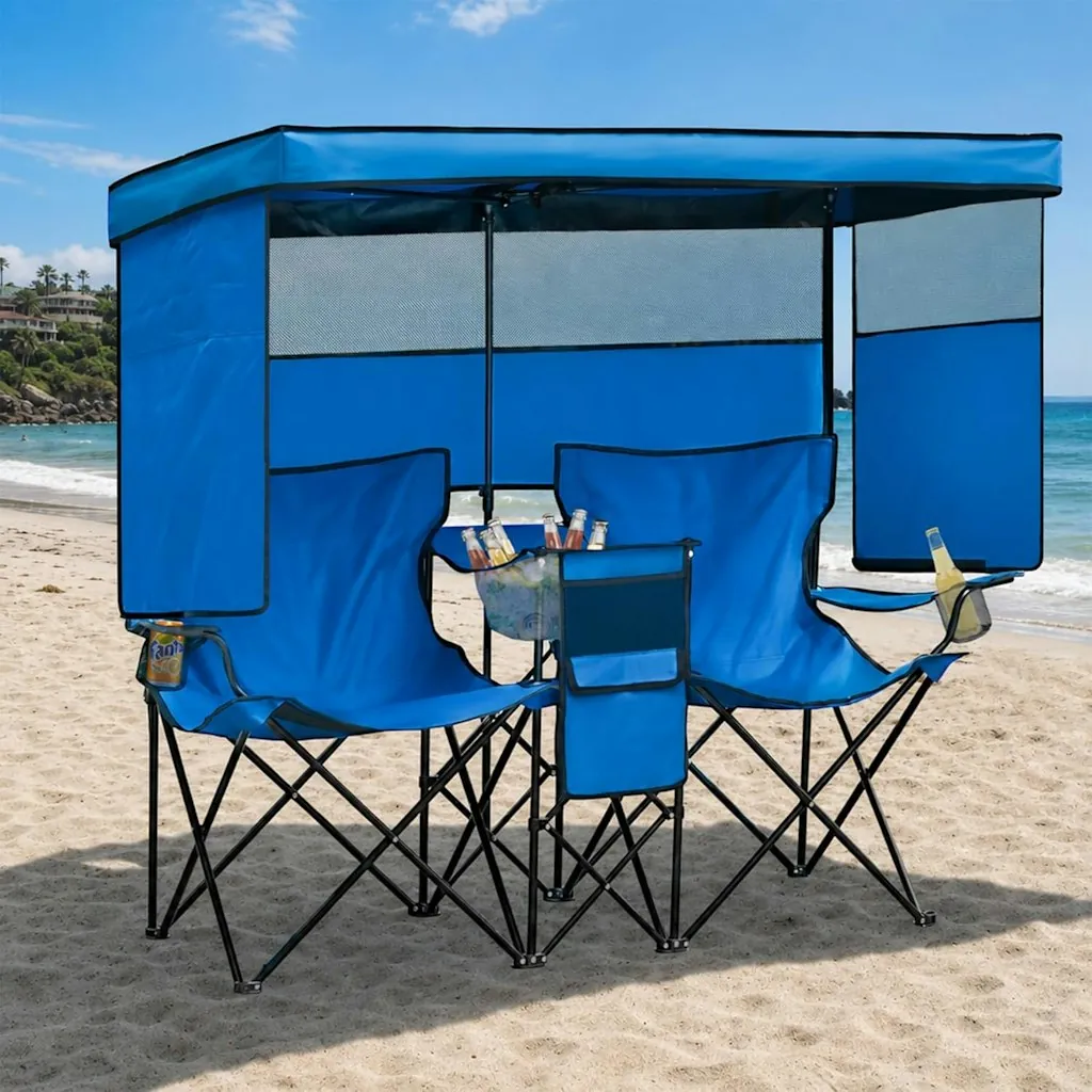 Double Beach Chair with Canopy Shade