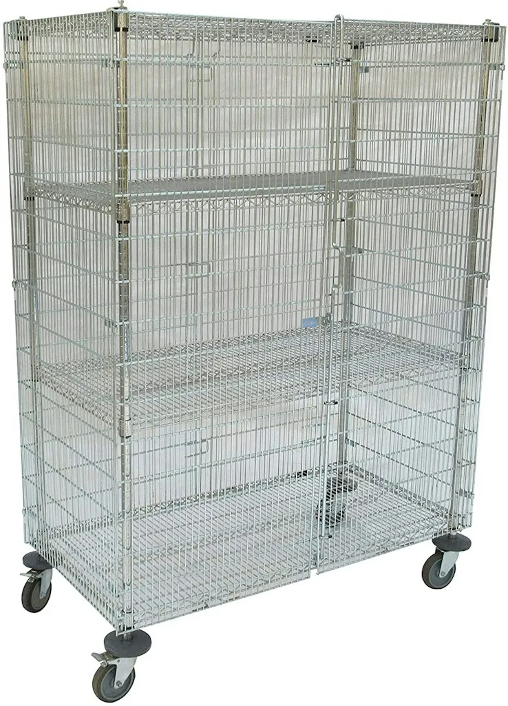 Commercial Wire Security Cart w/ Adjustable Shelves