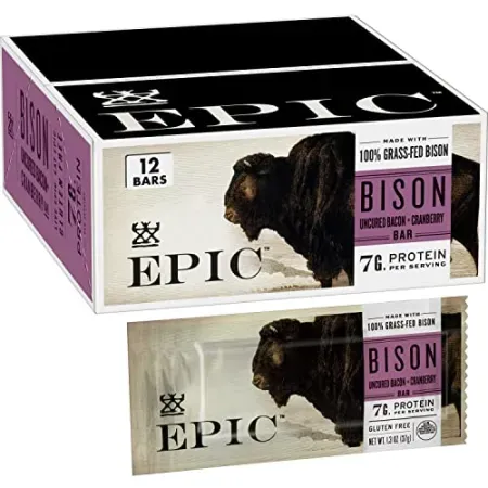 12-Pack 1.3oz Epic All Natural Bison Bacon & Cranberry Jerky Bars