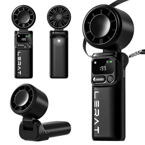 Lerat 5-Speed Portable Handheld Turbo Fan w/ 4000mAh Rechargeable Battery