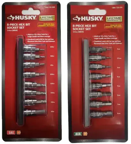 Husky 1/4 in. Drive SAE/Metric Hex Bit Socket Set (16-Piece)