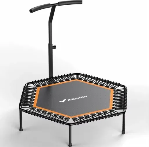 50" Merach Hexagonal Fitness Trampoline Rebounder w/ Adjustable T-Bar & Bungee System