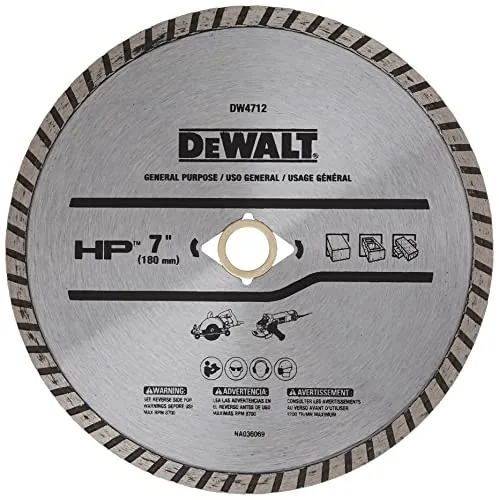 DEWALT Diamond Blade for Block and Brick, Dry/Wet Cutting, Continuous Rim, 7-Inch