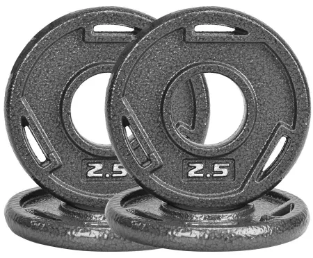 4 x 2.5lb FlexWave Cast Iron Weight Plates 2" Center Hole Pair Set w/ 3-Grip Handles