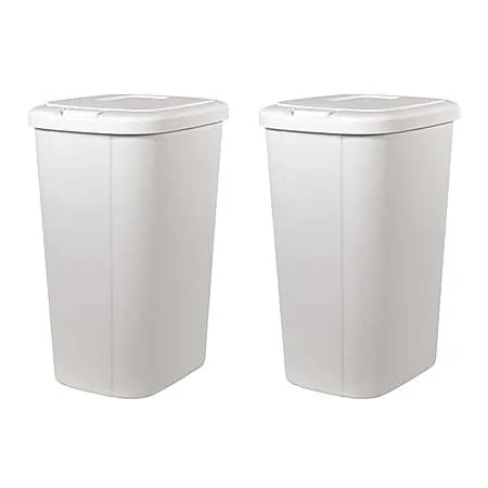 2-Pk 13.3-Gal Hefty Touch Lid Trash Can (White)