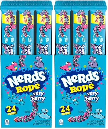 Nerds Rope Candy Very Berry 0.92 Ounce Ropes 24 Count (Pack of 2)