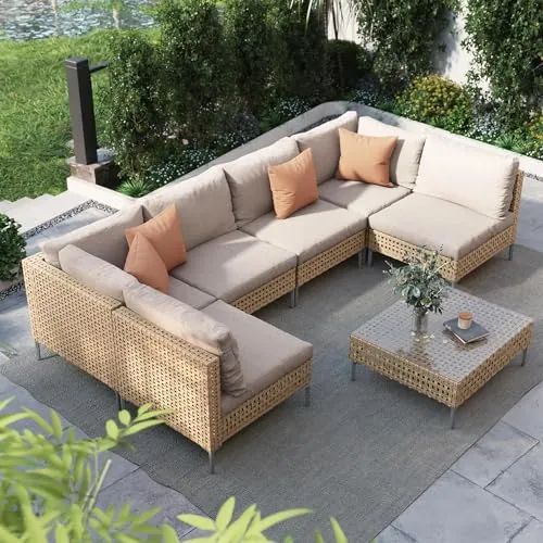 Grand patio 7-Piece Wicker Patio Furniture Set
