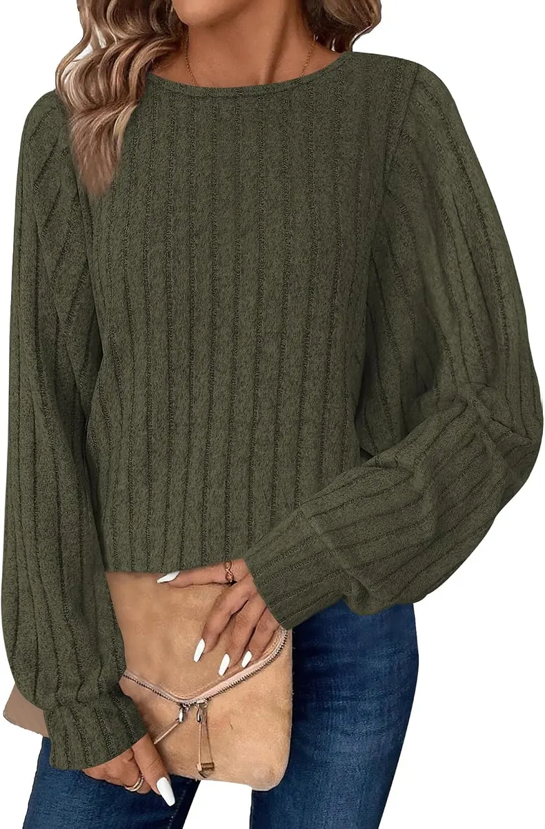 BOSMEER Long Sleeve Batwing Ribbed Shirt