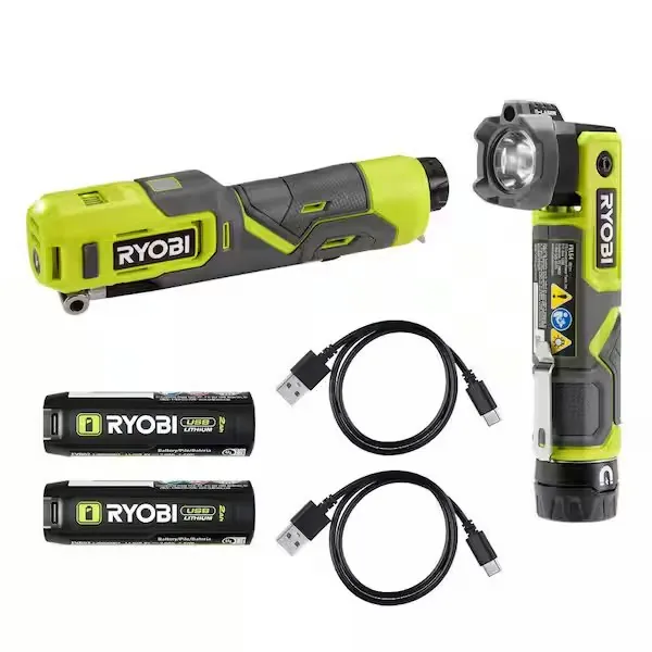 Ryobi USB Compact Flashlight & Portable Inflator Kit