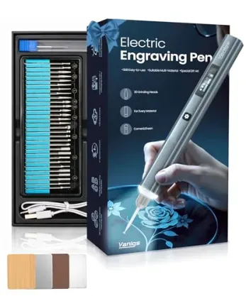 Vanlgs 5-Speed Rechargeable Cordless Engraving Pen Kit w/ 31 Bits