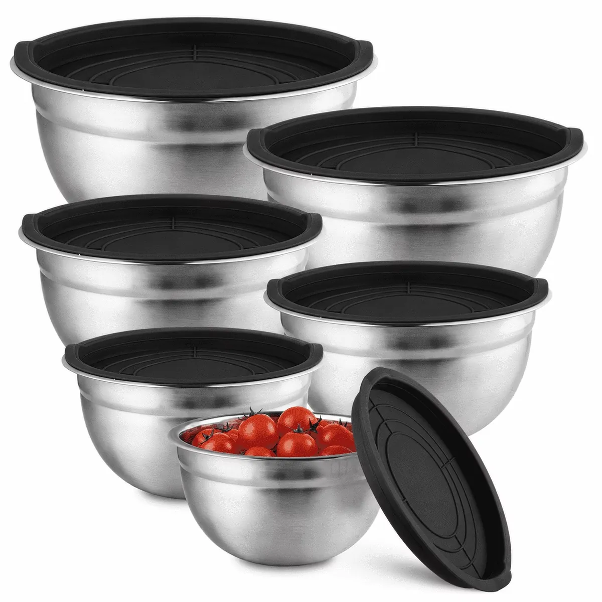 NULAS 6-Piece Stainless Steel Mixing Bowl Set with Lids
