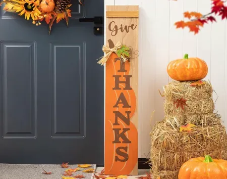 Glitzhome 42"H Thanksgiving Wooden Pumpkin Porch Sign