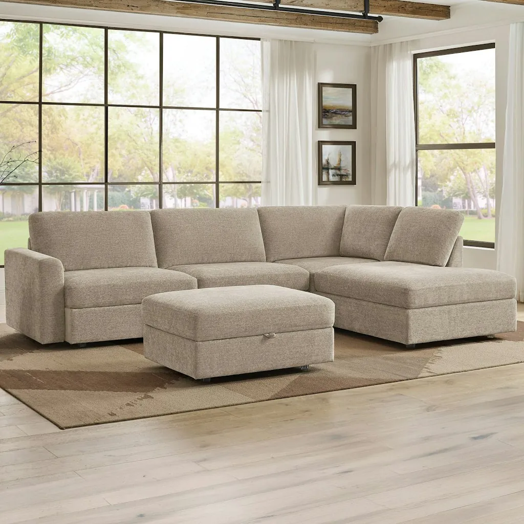Broyhill Oswin Fabric 3-Piece Sectional w/ Storage Ottoman