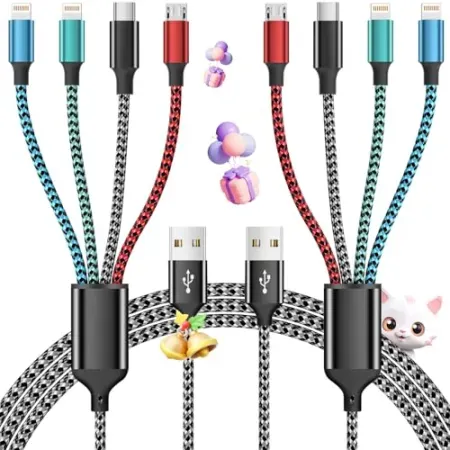 2-Pack 5' Firsting 4-in-1 Multi USB Charging Cable