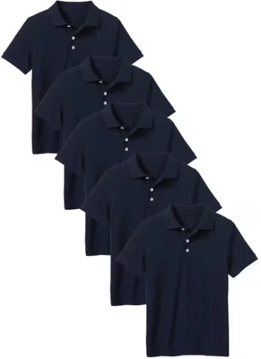 5-Pack School Uniform Tagless Polo T-Shirt for Little Boys & Big Boys