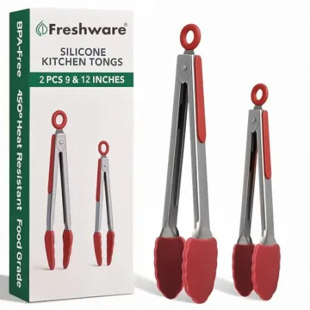 Set-of-2 Freshware Stainless Steel Kitchen Tongs