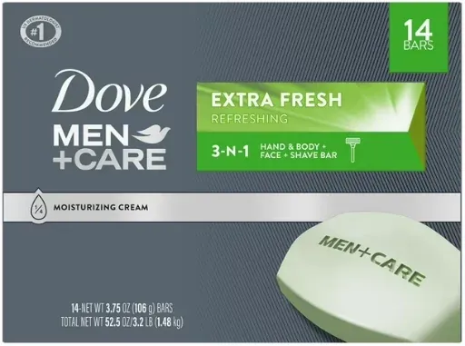 Dove Men+Care Body and Face Bar Soap, Extra Fresh, 3.75 oz., 14 ct.