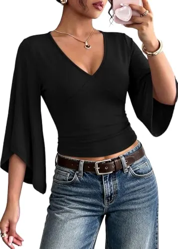 Going Out Tops Bell Sleeve Cropped