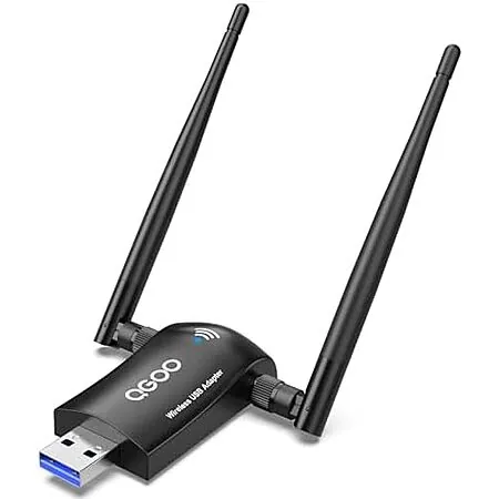 QGOO AC1300 USB 3.0 Wi-Fi Network Adapter w/ Dual 5dBi Antennas (2.4GHz/5GHz)