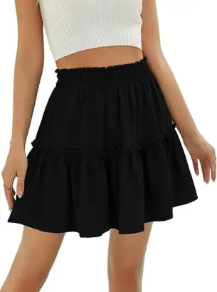 Berydress Women's High-Waist Tiered Ruffle Mini Skirt