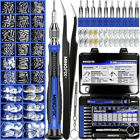 Mingfix Magnetic Eyeglasses Repair Kit w/ 8 Precision Screwdrivers