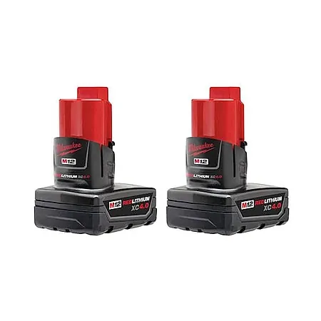 2-Pk Milwaukee M12 12V Red Lithium XC 4.0 Ah Extended Capacity Battery Pack