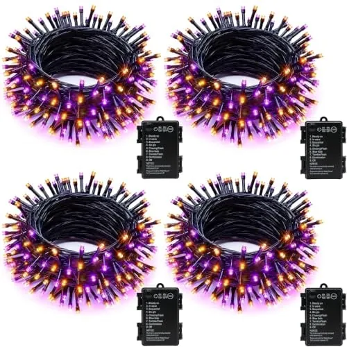 Halloween Orange & Purple String Lights 4-Pack